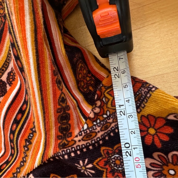 70s Boho Vintage Floral Flower Power Patchwork Trench Coat in Brown & Mustard XL - Picture 6 of 14